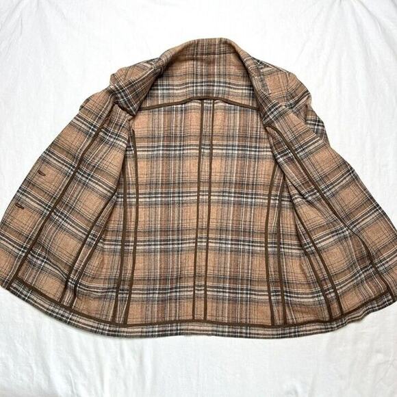 Vintage Homemade Plaid Blazer Jacket Women's Brown Tweed Formal - Picture 3 of 10